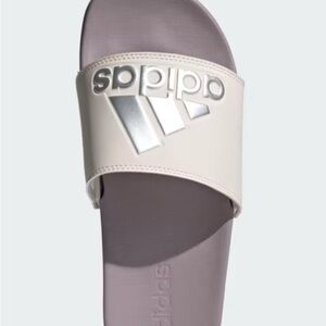 Brand new Adidas Silver & White Slides